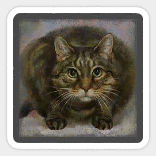 Gray circle cat Sticker